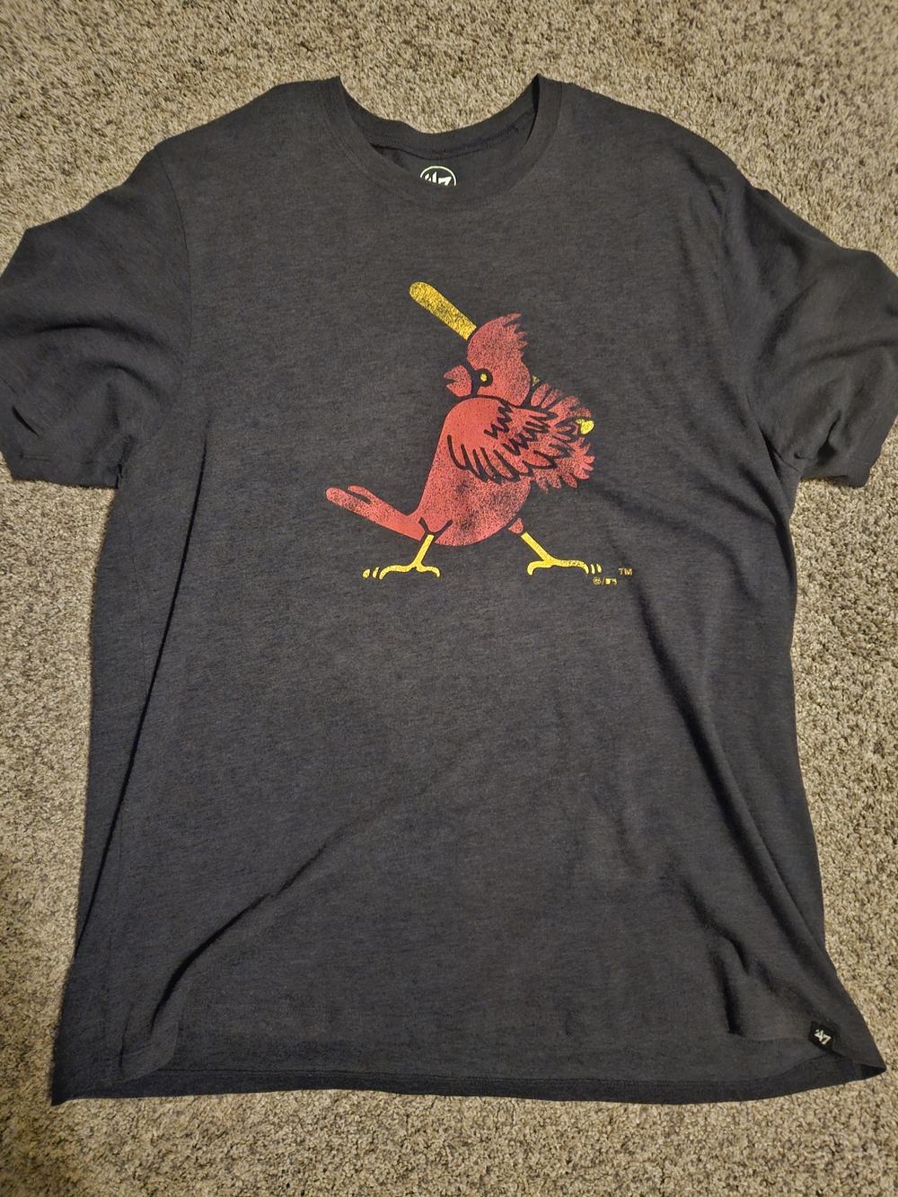 47 Charcoal Tee with Red Cardinal and Yellow Accents - 47